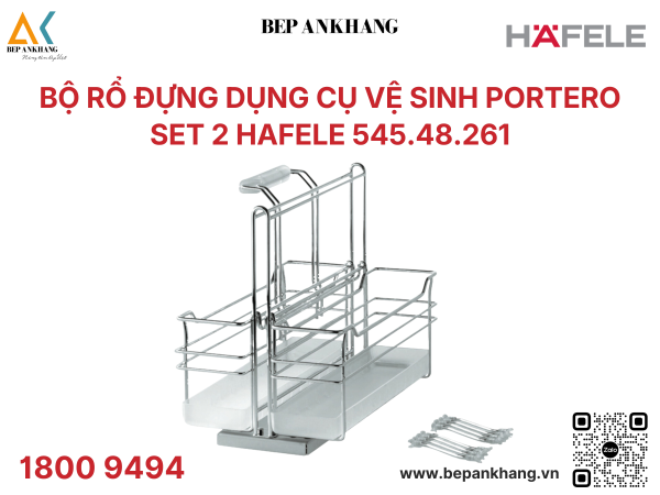 Ngăn kéo vật liệu làm sạch Hafele để lắp đế 276 x 468 x 395 mm 545.48.261